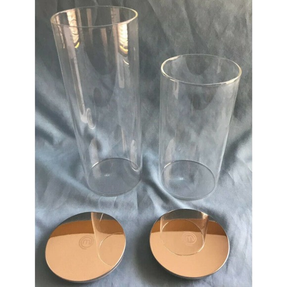 Set of 2 Clear Glass Master Chef Canisters Sealing Stainless Lids 6.5” & 8.5” - Picture 3 of 9